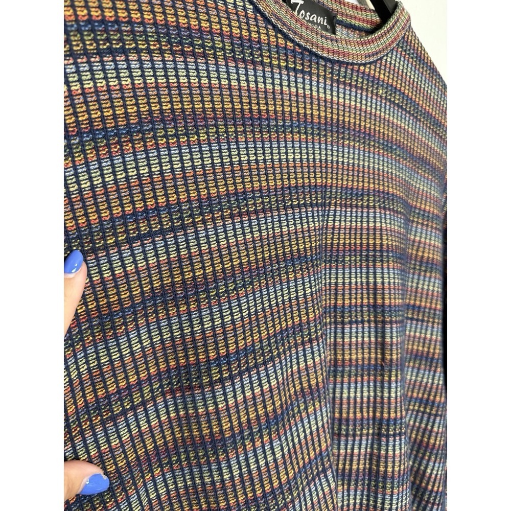 Vintage Tosani Canada Knit Sweater Mens Size Medium Pullover Colorful Cotton - Picture 5 of 6